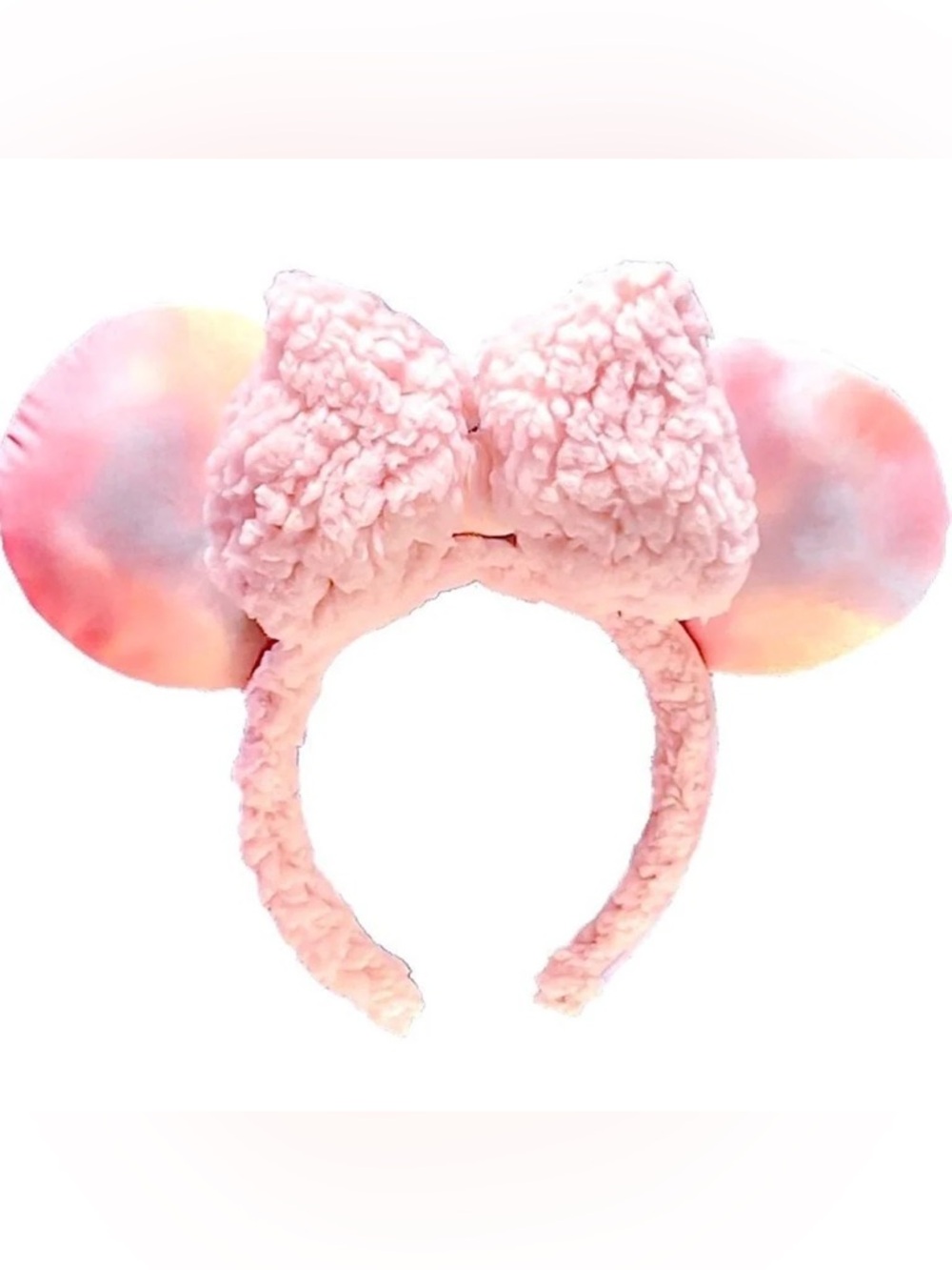 NEW Disney Parks Tie Dye Pink Sherpa Headband Ears